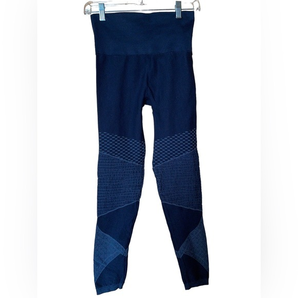 Spanx Look‎ At Me Now Seamless Moto Leggings Shaping Slimming Navy Blue Medium - Picture 1 of 8
